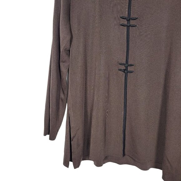 Exclusively Misook Women's Classic Knit Slinky Tunic Top Brown & Black Size XL - Picture 6 of 12